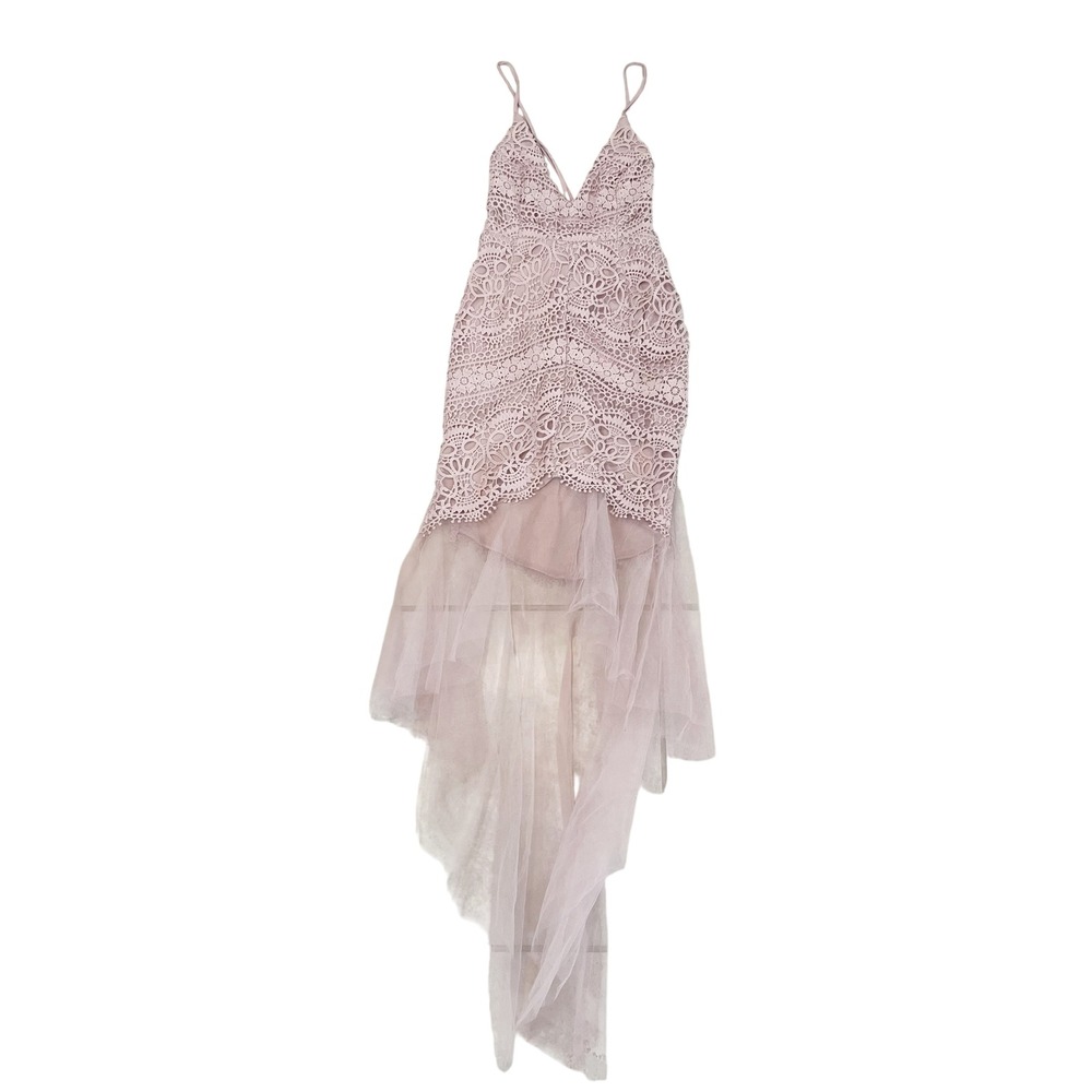 NEW Selfie Leslie Mauve Pink Lace Tulle High Low Dress NWT Coquette Size Small